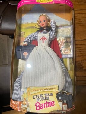 Barbie Civil War Nurse Doll - White, Blue, Red, Pink